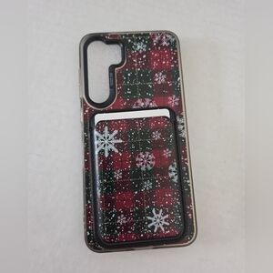 Samsung Galaxy S25 Plus Festive Plaid Phone Case with Magnetic Card Slot